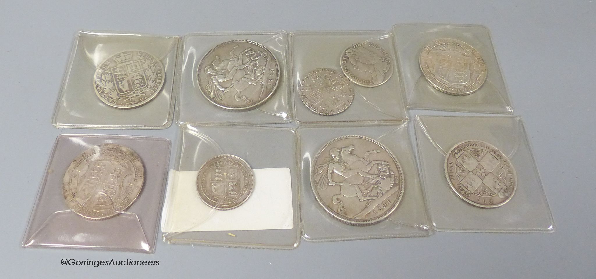Nine various British silver coins, from 1748